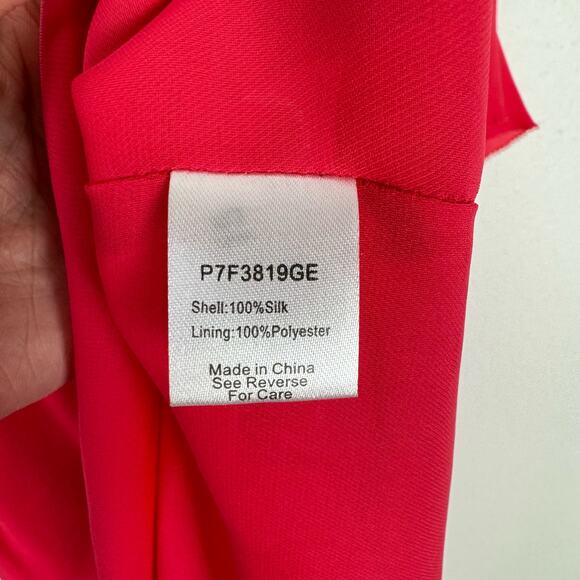 Parker NWT Athens 100% Silk Watermelon Pink Tiered Ruffle Mini Cocktail Dress - Picture 10 of 11